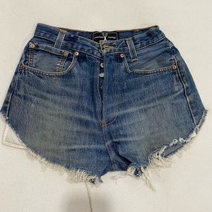 Medium wash denim shorts